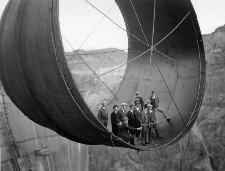 rare historical photo of men working on hoover dam construction